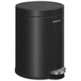 SONGMICS Kosmetikeimer, 6 Liter, Mülleimer Bad, mit Softclose-Deckel, Tretmülleimer, Stahl, für kleine Räume, tintenschwarz LTB016BZ02