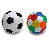 alldoro 60305 Softball Ø 10 cm, 1 Fußball 1 Ball, Softfußball aus Schaumstoff, Kinderball für Drinnen und Draußen, Spielball für Kinder und Babys ab 0 Monaten, 2er Set Schwarz/Weiß + Bunt