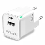 PEDEA 30W USB-C Schnellladegerät | 2-Ports Mehrfach Handy-Ladegerät mit USB-C und USB-A | GaN Super-Fast-Charger Netzteil | Nano Adapter für iPhone 15 14 13 Plus Pro Max | Galaxy S23 S22 S21, weiß