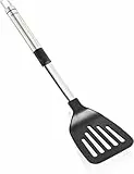 Leifheit Pfannenwender ProLine-Serie, Küchenhelfer aus rostfreiem Edelstahl und hitzebeständigem Nylon zum Kochen ohne Kratzer, Bratenwender mit ovalem Griff und praktischer Aufhängeöse, silber