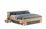 trendteam smart living - Follow - Bett - Artisan Eiche/Matera - Ehebett 180x200cm mit 2 Nachttischen und 3 Bettkästen auf Rollen - (BxHxT) 230 x 87 x 203 cm