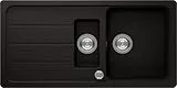Respekta Austin Massivgranit Spüle 100 x 50 / Hitzebeständig/Abgeschrägte Abtropffläche/Einbau-und Unterbaumontage / 1,5 Becken/für Unterschränke ab 60 cm Breite/Schwarz