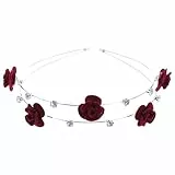 Beaupretty Doppellagiges Stirnband Mit Funkelnden Strasssteinen Und Rosendekor Haarreifen Damen Dünn Weinrot Stilvolle Haaraccessoires Für Mädchen Und Damen