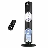 Levoit-Sehr Leiser Turmventilator mit Fortschrittlichem Schlaf und Automodus-5 Geschwindigkeiten 4 Modi 12Std Timer Ventilator-Oszillierende Tower Fan mit Fernbedienung für Schlafzimmer Schwarz 92CM