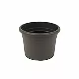 greemotion Pflanzkübel Fiona, UV-Beständiger Blumentopf aus Kunststoff, Pflanzgefäß mit Bodenlöchern, Volumen ca. 12 l, ca. Ø 35 x H 24,6 cm, Anthrazit