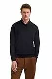 bugatti Herren Pullover Regular Fit V-Neck Premium Cotton Basic Baumwolle V-Ausschnitt