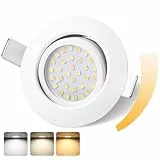 GeyouLux LED Einbaustrahler 230V IP44, 6W Dimmbar Deckenspots, Einbauleuchten 65-75mm, 45° Schwenkbar 3000K Warmweiß 4000K Neutralweiß 6500K Kaltweiß Ultra Flach Weiß Einbauspots für Badezimmer