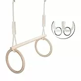 MAMOI® Trapez schaukel, Turnringe aus Holz, Turngeräte Indoor und Outdoor, Ringe schaukel, Turnen mit Holzschaukel, Gymnastikringe und Trapezstange