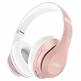 Uliptz Kabellose Bluetooth-Kopfhörer, 65 Stunden Spielzeit, 6 EQ-Sound-Modi, HiFi-Stereo-Over-Ear-Kopfhörer mit Mikrofon, Faltbare Bluetooth 5.3-Kopfhörer für Reisen/Büro/Handy/PC (Roségold)