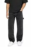 Burocs Herren Carpenter Jeans Straight Fit Streetwear Denim Workwear, Farbe:Black, Hosengröße:W34/L32