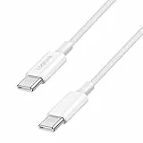 Logilink USB 2.0 Typ-C Anschlusskabel, C (Stecker) zu C (Stecker) mit Nylon-Ummantelung, 60W, Weiß, 1,5 m