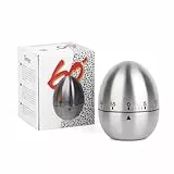 VMUTGA Eieruhr, Mechanische Eieruhr, Eiförmige Kurzzeitwecker, Timer Eiförmiger Timer aus Edelstahl, für die Küche bis 55 Minuten(Silber)