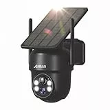 ANRAN 5MP FHD Überwachungskamera Aussen Akku WLAN, Kabllose Überwachungskamera mit Solarpanel und Scheinwerfer, Farbige Nachtsicht, PTZ-Schwenkung, Alexa-kompatibel, Ohne ABO