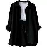 TIMELYE Damen Sale Angebote Damen Hosenanzug Elegant 2 Teilig Einfarbig Lockere Yoga Kleidung 2 Teiler Klamotten Teenager Mädchen Elegant Sommer Outfit Damen Sommer Outfit(Schwarz,M)