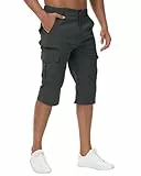 LVCBL Herren 3/4 Hose Sommer Kurze Outdoor Bermuda Kurz Hose Grau XL