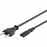 Goobay 50084 Euro Netzkabel 2 polig Eurostecker Typ C & C7 Buchse universelles Stromkabel Eurokabel Anschlusskabel Schwarz Verlängerungskabel 1.5m