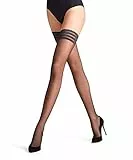 FALKE Damen Stay-Ups Pure Matt 20 DEN W Stu transparent einfarbig 1 Paar, Schwarz Black 3009, M