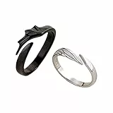 Generisch Paar passende Ringe für Mann und individuell verstellbar Mond Ring Set Engel Drache offene Versprechen Freund Freundin Geschenke Für Türen (Black One Size)