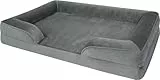 normani Ergonomisches Hundebett für große, mittlere und kleine Hunde - Orthopädisches Hundekissen - Hundecouch mit hohem Rand Anthrazit 60 cm x 80 cm x 16 cm
