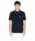 Armani Exchange Men's Essential, Short Sleeve Stiped Collar Side Monogram Logo Polo Shirt, Blue, M