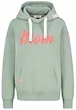 Eight 2 Nine Damen Hoodie Kapuzenpullover mit Küstenprint Kapuze Kängurutaschen Light-Green XL