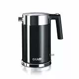 GRAEF Edelstahl Wasserkocher WK62 Schwarz mit 1,5 Liter Fassungsvermögen, Kalkfilter aus Edelstahl, Lift-Off-Abschaltung, Füllmengenmarkierung