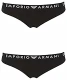 Emporio Armani Damen Iconic Logoband 2-Pack Brasilian Halber Slip, Nero,