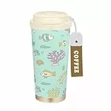 miaozhen Under Water Kaffeebecher für Herren, Korallenfisch, mit Deckel, Togo-Becher, Edelstahl, für heiße und kalte Getränke, 482 ml, auslaufsicher