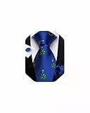 DiBanGu Mens Weihnachten Krawatte Set Lustige festliche Krawatte Gewebte Pocket Square Manschettenknöpfe Set mit Geschenkbox, Blau und Grün