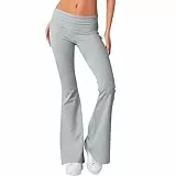 Generisch Yogahose Damen Schlaghose High Waist In Schmaler Passform Flared Leggings Einfarbig Stretch Atmungsaktives Sporthose Outdoor Elastische Taille Freizeithose Für Yoga Workout,Xs-XL