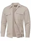 Indicode Herren INNello Hemdjacke mit Kentkragen und Reißverschluss | Übergangsjacke Langarmhemd für Männer Simply Taupe, M