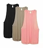 icyzone Damen Sport Top Locker - Atmungsaktive Fitness Shirt Muscle Tank Top Sport Oberteile, 3er Pack (S, Black/Beige/Pale Blush)