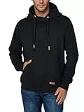 riverso Hoodie Herren Regular Fit RIVJulian Kapuzenpullover Pullover Cross-Over-Kragen Schwarz L, Größe:L, Farbe:Black