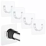 Sibba Duschstangenhalter 4 Stück Klebrige Gardinenstangenhalterung Ohne Bohren Transparente Spannhaken Liner Halterung Aufkleber Robustes Wandhaltewerkzeug Passend Für Badezimmer-Garderobe