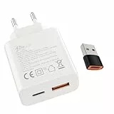 S25 S25Schnellladegerät 45W USB-C 18W USB-A für Samsung Galaxy S24 S23 S22 S21 S20 S10 A56 A55 A54 A36 A35 Z Flip 6/5 iPhone17 16 15/Pro/Pro Max/Plus 17 Air Moto Google xiaomi Handy Netzteil Adapter