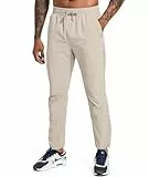 Holure Herren Wanderhose Leichte Sweatpants Elastische Taille Reißverschlusstaschen Trekking Running Gym Workout Outdoor Pants Khaki-M