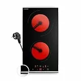 Klarstein Verosteel Glaskeramikkochfeld - 30 cm, 2-Zonen Elektro Kochfeld mit Touch-Steuerung, 3000 W, Timer & Kindersicherung, Glaskeramikkochfeld 2 Platten, Restwärmeanzeige