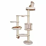 Kerbl Pet Wandkratzbaum Dolomit XL, Katzenkratzbaum, weiß, 70x45x185cm, für mehrere Katzen, platzsparend montierbar, abnehmbare Kissen, Sisalsäulen