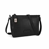 Gladdon Umhängetasche Damen Schwarz,Kleine Schultertasche mit Reißverschluss & verstellbarem Gurt,Vintage Handtasche für Alltag