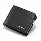 David Jones - Herren Geldbörse Klein - Portemonnaie Brieftasche PU Leder Männer Elegant - Gelbeutel Querformat Wallet Kartenetui mit Münzfach & Reißverschluss - Alltag Schick Stilvoll - Schwarz