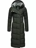 Ragwear Damen atmungsaktiver Wintermantel warmer wasserdichter Steppmantel lang mit Kapuze Pavla Long Intl Dark Olive Gr. M
