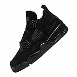 TBJ Air 4 Retro Sportschuhe Herren Damen | Skateboarding & Basketballschuhe | Bequeme Turnschuhe mit Hohem Komfor schwarz EU39