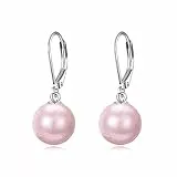 VONALA Perle Ohrringe Sterling Silber, Hängend Ohrringe Schmuck Geschenke für Damen und Mädchen (Rosa Perle)
