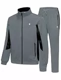 Little Donkey Andy Herren Trainingsanzug Jogginganzug Set Lässig Leichter Sportanzug mit Vollverschluss Jacke & Hose für zu Hause, Freizeit und Gym Dunkelgrau/Schwarz L
