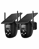 Socheerfull 2K Überwachungskamera Aussen Solar - Akku, Kabellose 2,4GHz WLAN Kamera mit Integriertem Solarpanel, 350° Rundum-Überwachung, KI-Erkennung, Farbnachtsicht und 2-Wege-Audio,IP66 Wetterfest