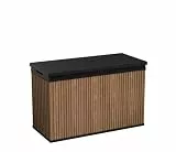 Keter Auflagenbox/Kissenbox 662 Liter l 100% Wasserdicht l mit Belüftung dadurch kein übler Geruch/Schimmel l Moderne Holzdielenoptik l Deckel belastbar bis 300 KG (2 Personen)
