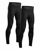 DANISH ENDURANCE 2er Pack Laufhose Herren Lang, Kompressionshose, Sportleggings mit Taschen, Schwarz, L