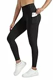 Enjoyoga Sport Leggings Damen mit Tasche - High Waist Sporthose Damen Gym Leggings Laufhose für Sport Gym Yoga - 03 (L-XL, A-Schwarz)