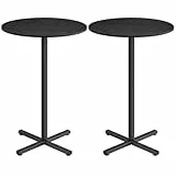 VASAGLE Bartisch 2er Set, Stehtisch, Bistrotisch rund, Balkontisch Indoor, Kleiner hoher Tisch für Hausbar, Wohnzimmer und Esszimmer, 60 x 60 x 104,5 cm, einfacher Aufbau, ebenholzschwarz LBT362B01