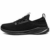 URDAR Laufschuhe Herren Sneaker Sportschuhe Turnschuhe Slip Auf Atmungsaktiv Innen Außen Freizeit Straßenlaufschuhe Fitness Jogging Schlüpfen(Schwarz,42.5 EU)